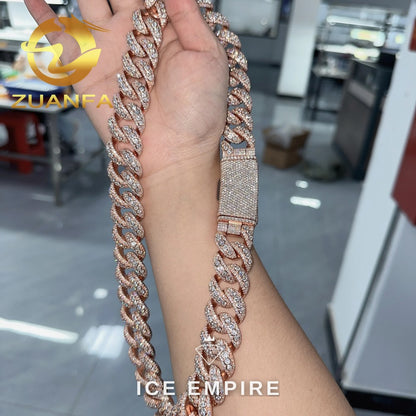 Iced Out Rose Gold Plated Moissanite Cuban Chain