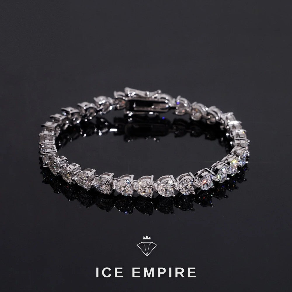 Iced Out Heart 925 Silver Moissanite Tennis Chain