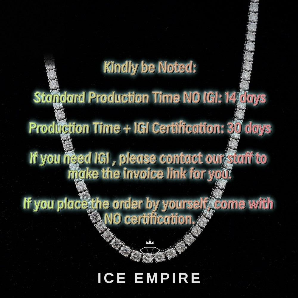 Iced Out 925 Silver Lab Grown Diamond Tennis Chain