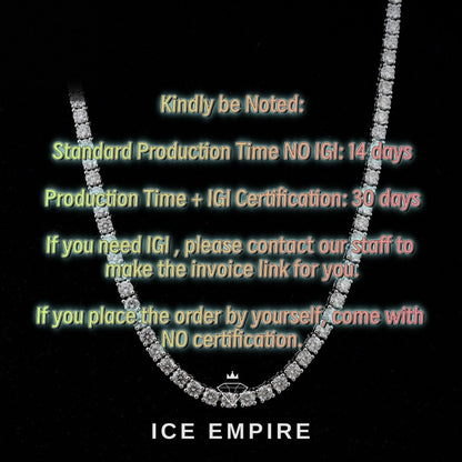 Iced Out 925 Silver Lab Grown Diamond Tennis Chain