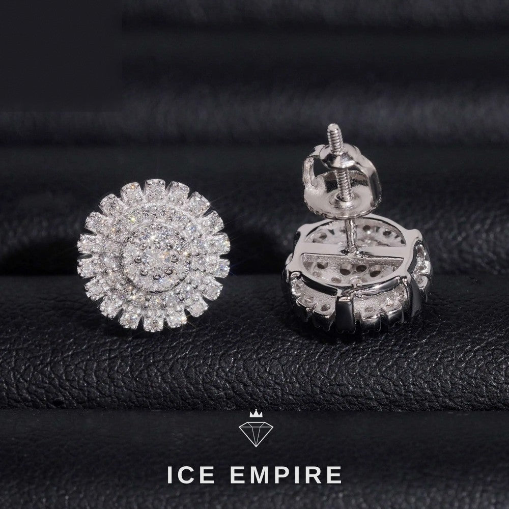 Iced Out 925 Silver Moissanite Stud Earrings