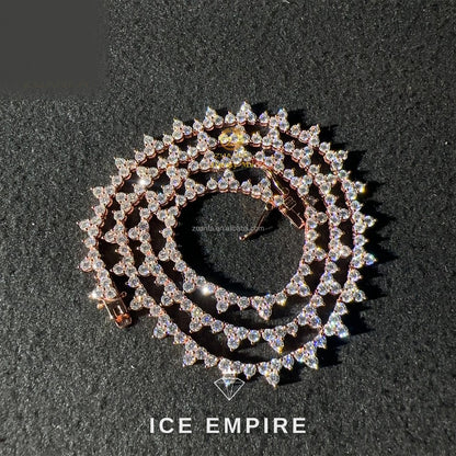 Iced Out Cluster Rose Gold Plated Moissanite Cuban Chain