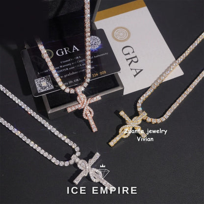 Iced Out Cross 925 Silver Pendant