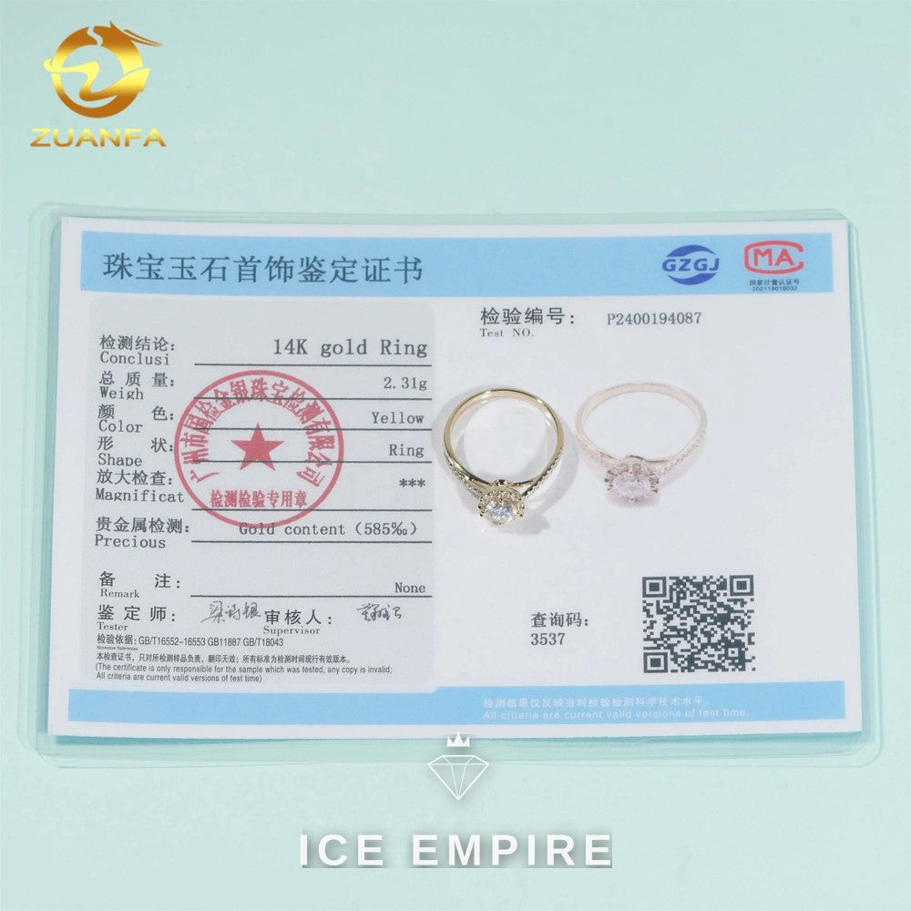 Iced Out Gold Plated Moissanite Engagement Ring