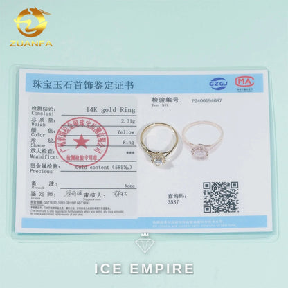 Iced Out Gold Plated Moissanite Engagement Ring