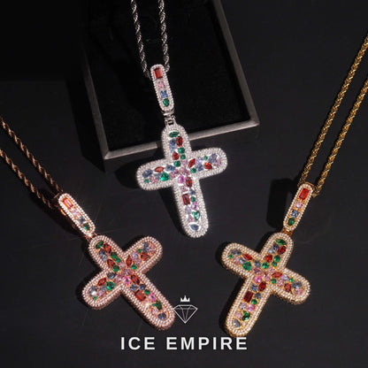 Iced Out Cross Rose Gold Plated Pendant