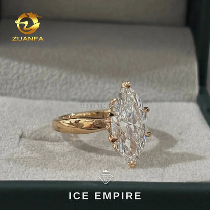 Iced Out 18K Gold Lab Grown Diamond Engagement Ring