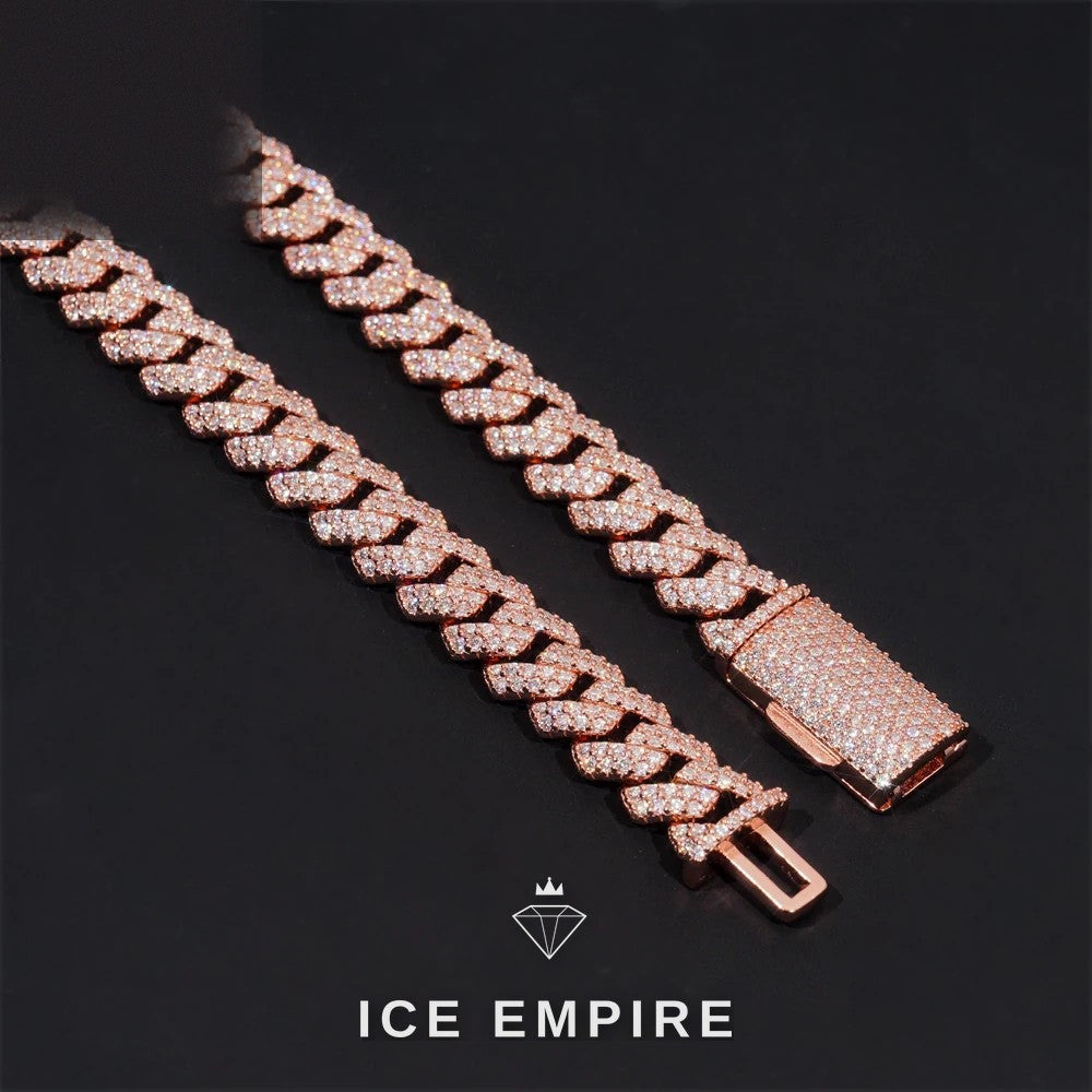 Iced Out Rose Gold Plated Moissanite Cuban Chain