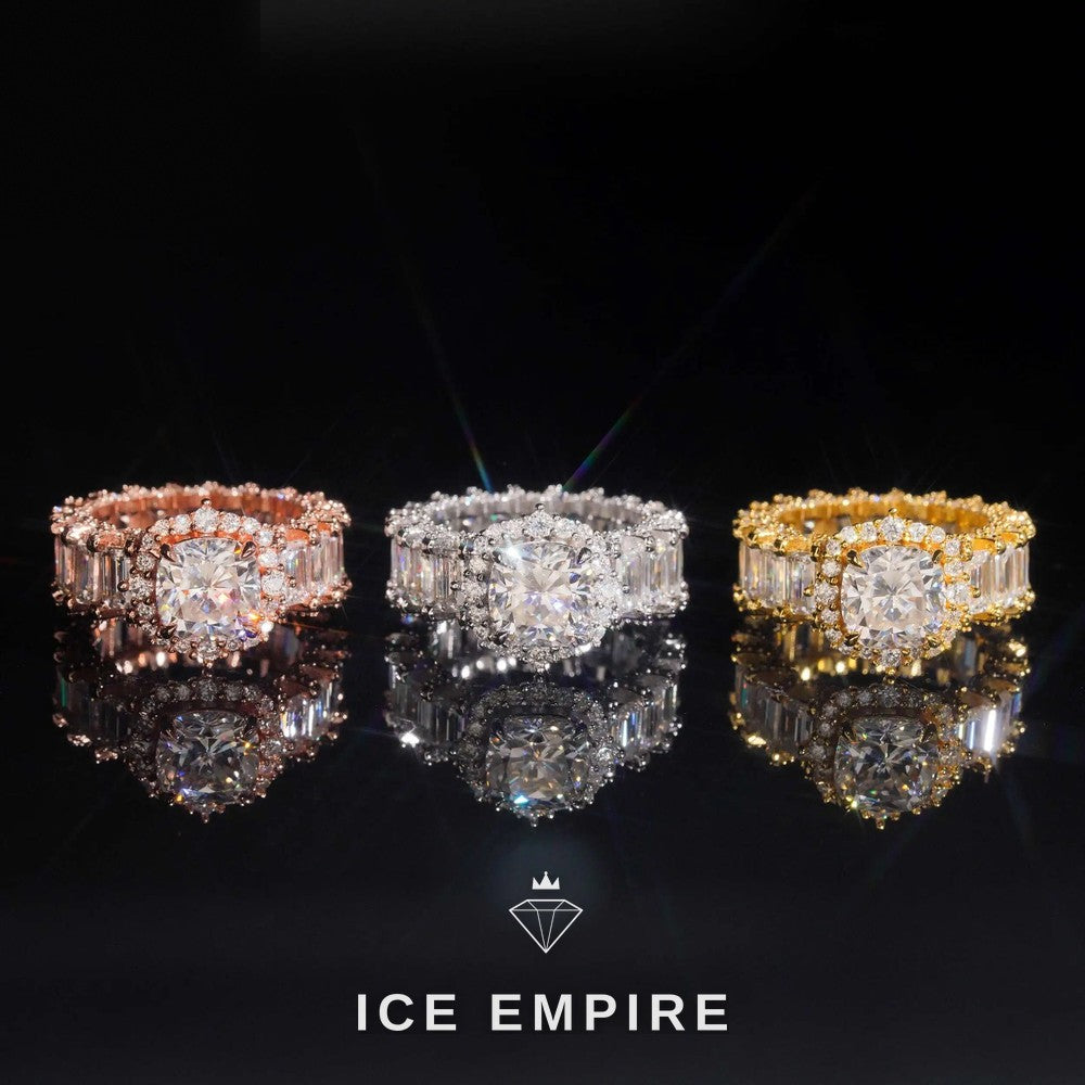 Iced Out Rose Gold Plated Moissanite Engagement Ring