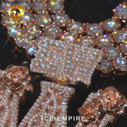 Iced Out Baguette 925 Silver Pendant