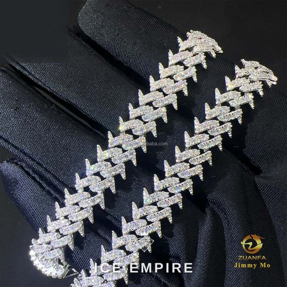 Iced Out 925 Silver Moissanite Cuban Chain