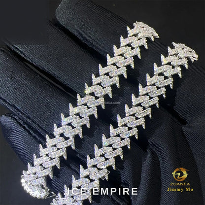 Iced Out 925 Silver Moissanite Cuban Chain