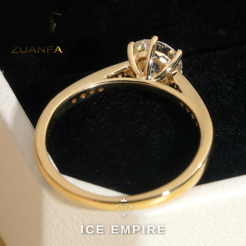 Iced Out 10K Gold Moissanite Engagement Ring