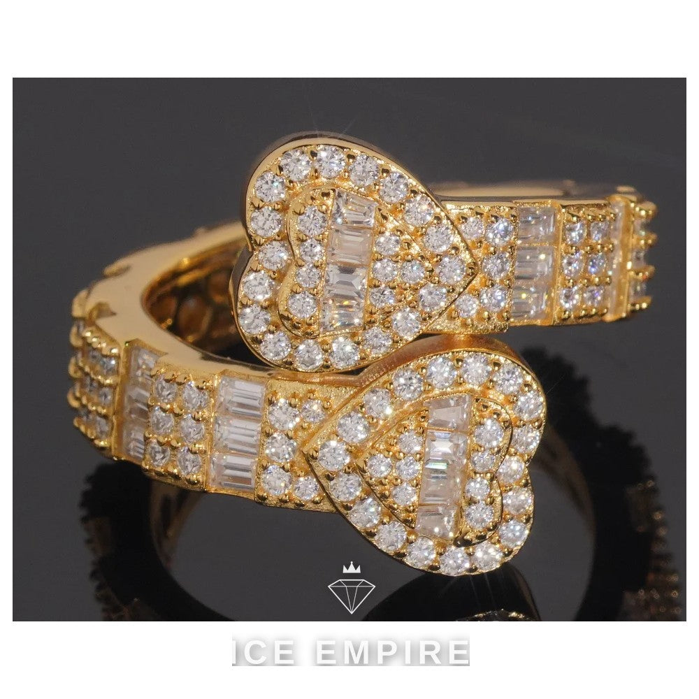 Iced Out Heart 925 Silver Moissanite Ring