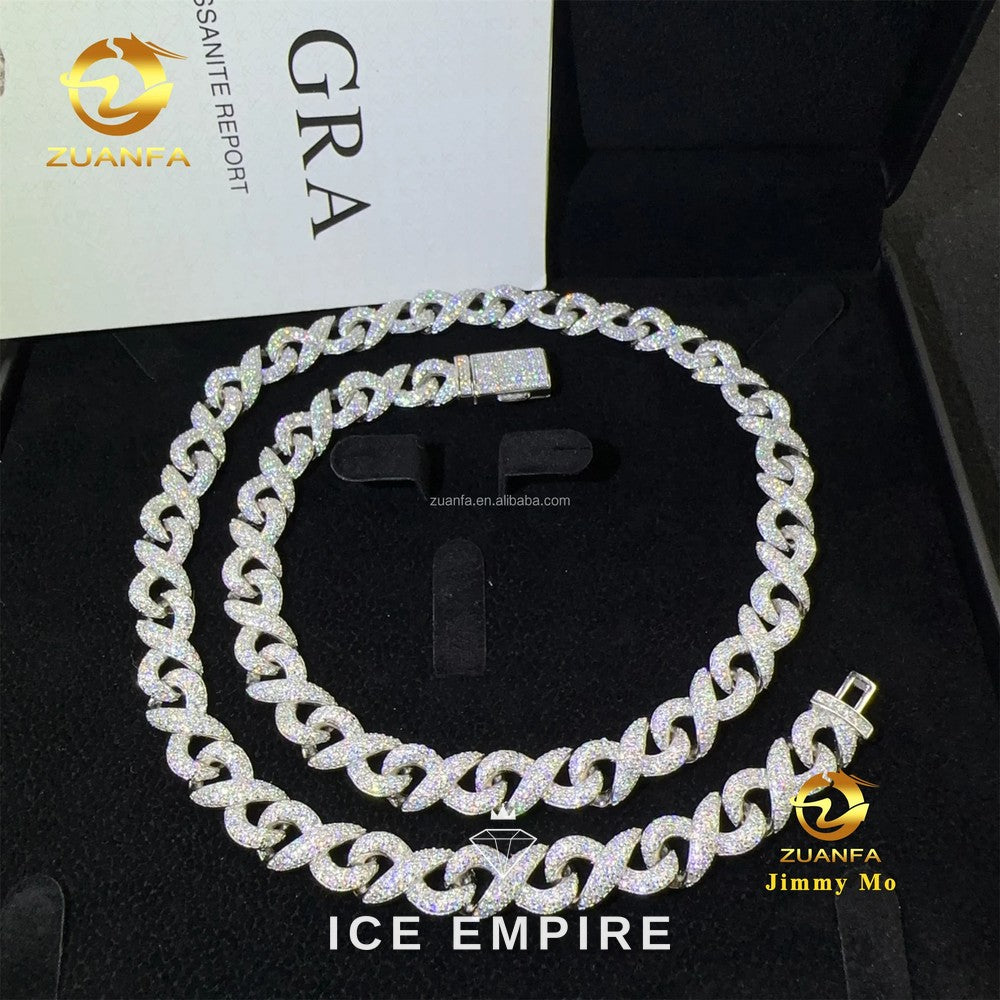 Iced Out 925 Silver Moissanite Cuban Chain