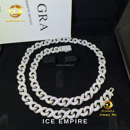 Iced Out 925 Silver Moissanite Cuban Chain
