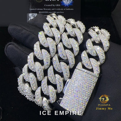 Iced Out 925 Silver Moissanite Cuban Chain