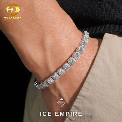 Iced Out Cluster Gold Plated Moissanite Cuban Chain