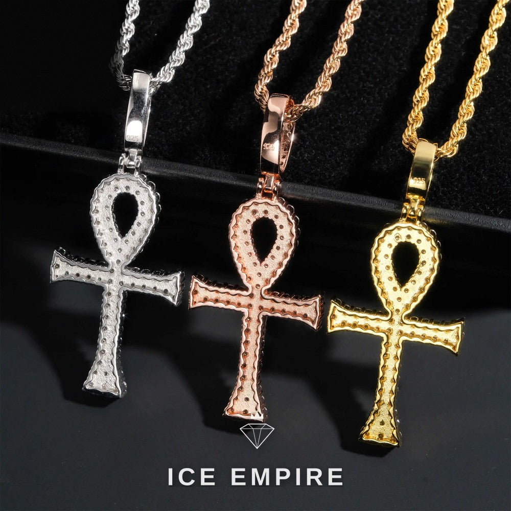 Iced Out Cross Rose Gold Plated Moissanite Pendant