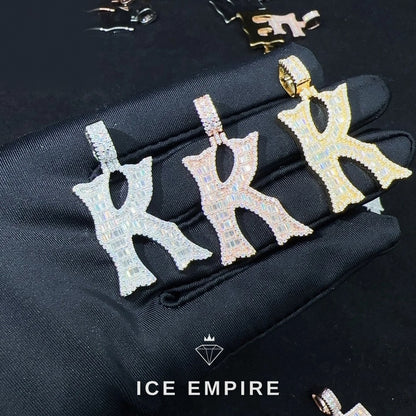 Iced Out Baguette Rose Gold Plated Moissanite Pendant