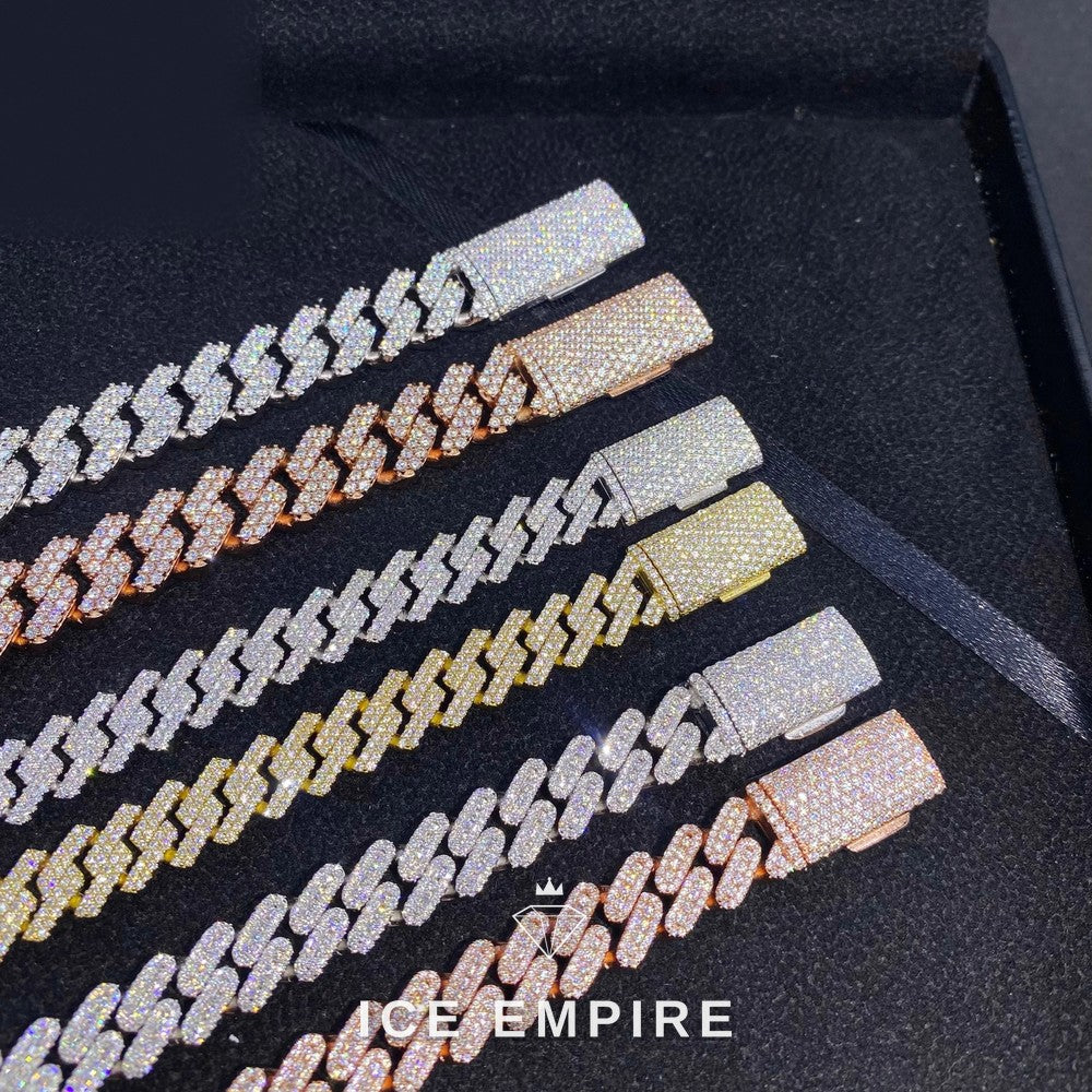 Iced Out Rose Gold Moissanite Cuban Chain