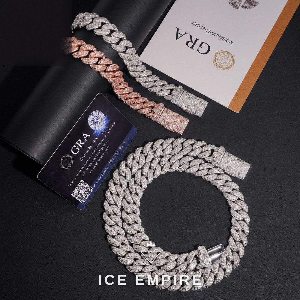 Iced Out Rose Gold Plated Moissanite Cuban Chain