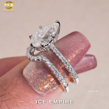 Iced Out 925 Silver Moissanite Wedding Band