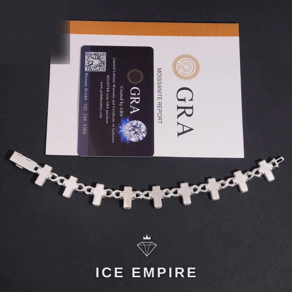 Iced Out Baguette 925 Silver Moissanite Cuban Chain