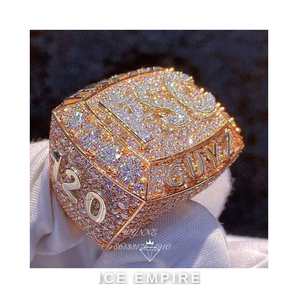 Iced Out 14K Gold Moissanite Ring