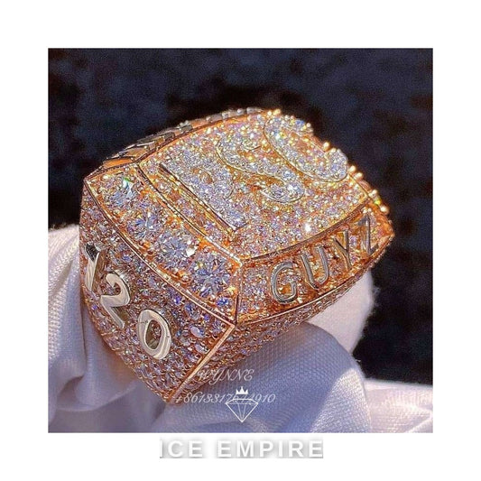 Iced Out 14K Gold Moissanite Ring