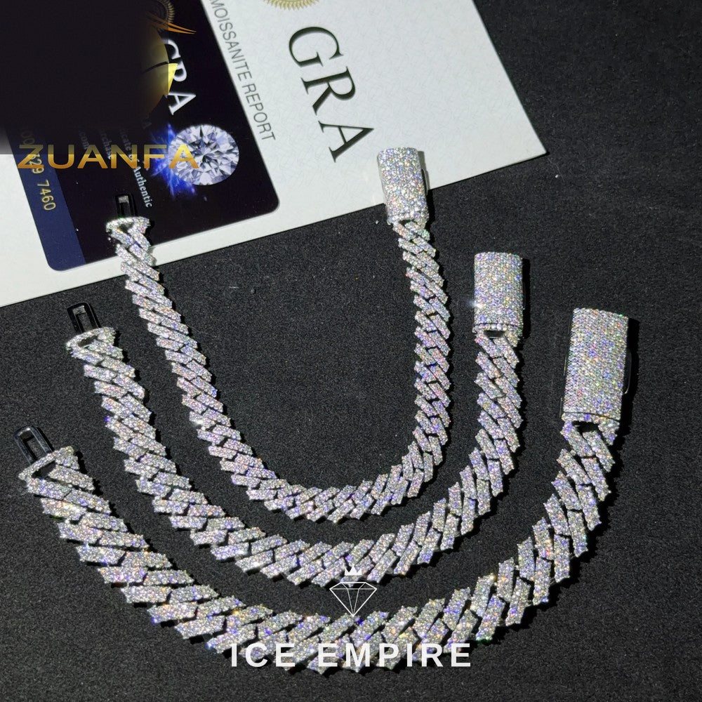 Iced Out 925 Silver Moissanite Cuban Chain