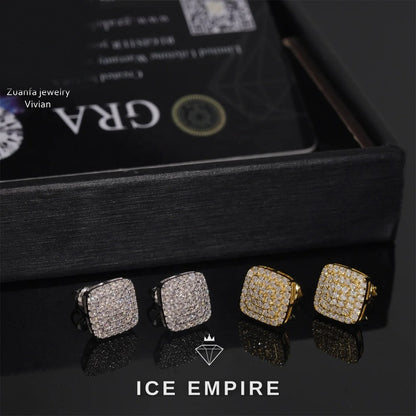 Iced Out 925 Silver Moissanite Earrings