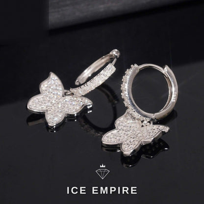 Iced Out 925 Silver Moissanite Hoop Earrings