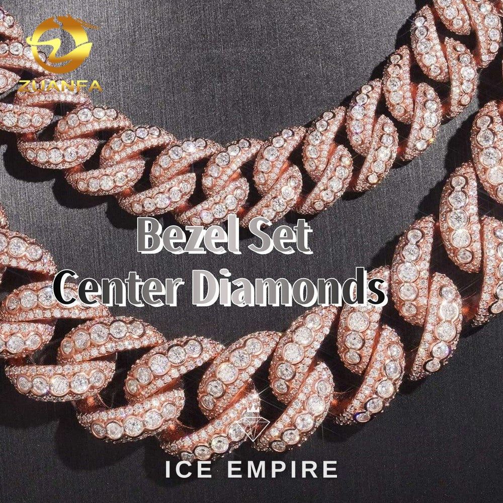 Iced Out Rose Gold Plated Moissanite Cuban Chain