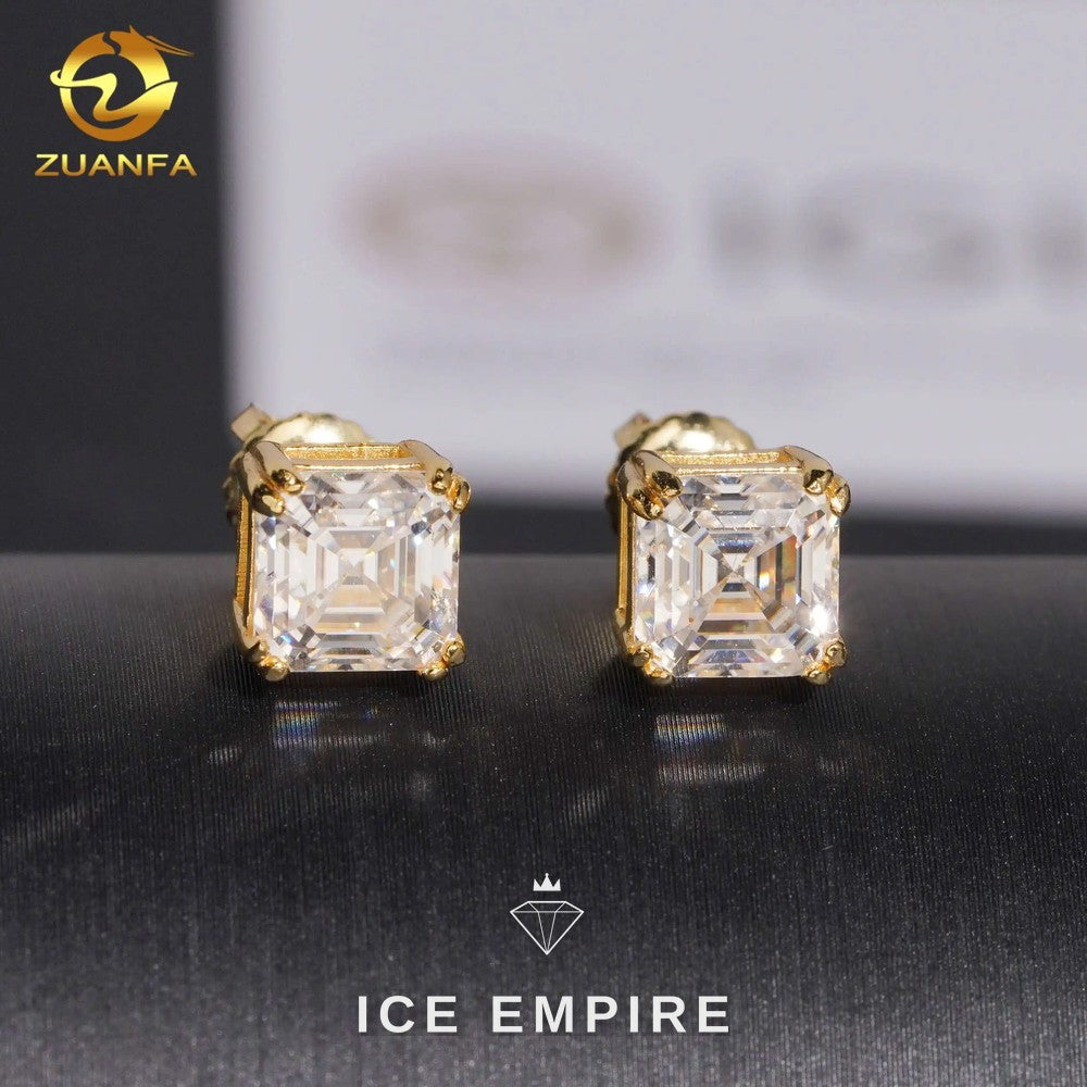 Iced Out 10K Gold Lab Grown Diamond Stud Earrings