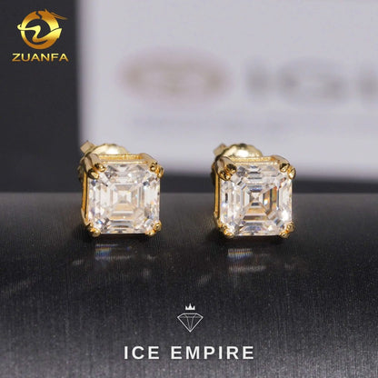 Iced Out 10K Gold Lab Grown Diamond Stud Earrings