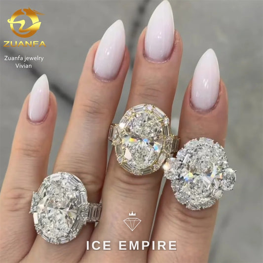 Iced Out 925 Silver Moissanite Wedding Band