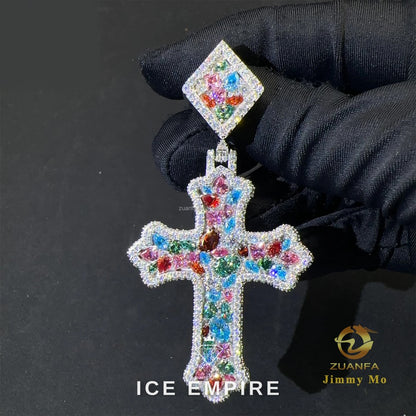 Iced Out Cross 925 Silver Pendant