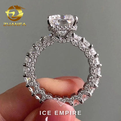 Iced Out Baguette 925 Silver Moissanite Engagement Ring