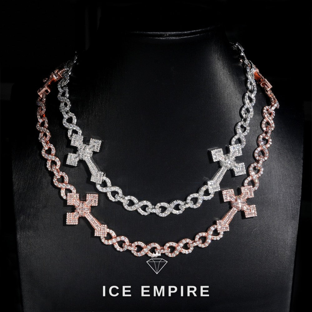 Iced Out Baguette Rose Gold Plated Moissanite Cuban Chain