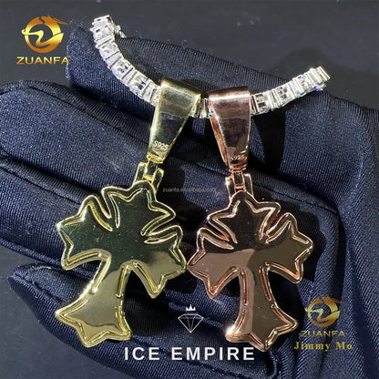 Iced Out Cross 925 Silver Pendant