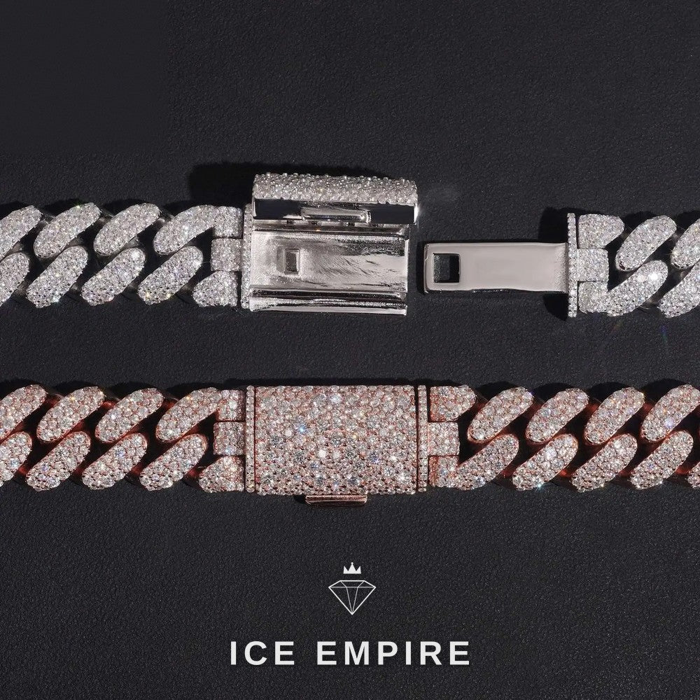 Iced Out Rose Gold Plated Moissanite Cuban Chain