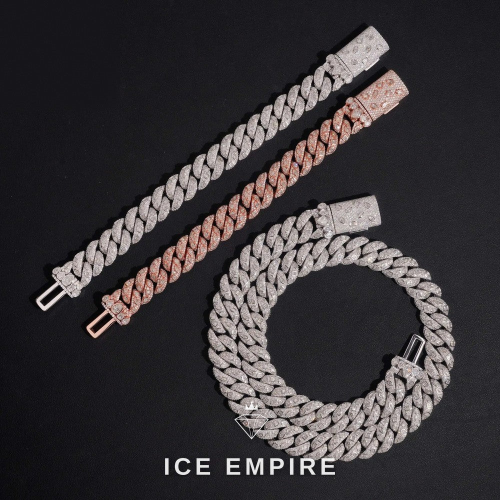 Iced Out Rose Gold Plated Moissanite Cuban Chain