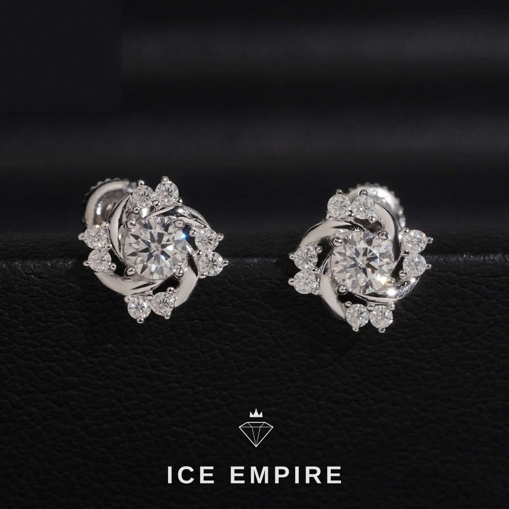 Iced Out 14K Gold Moissanite Stud Earrings