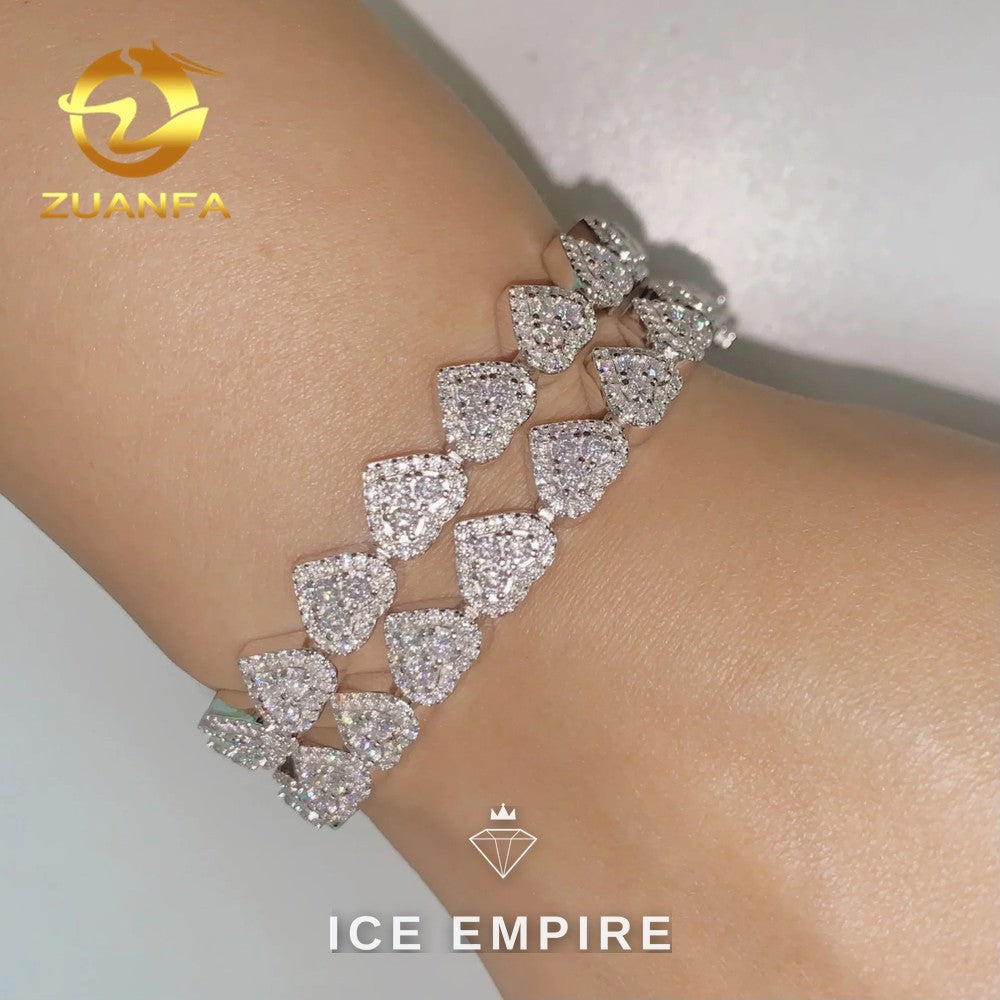 Iced Out Heart Gold Plated Moissanite Cuban Chain