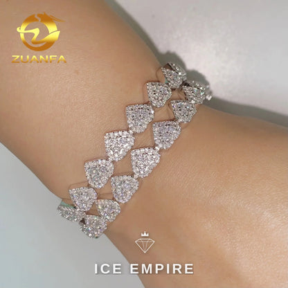 Iced Out Heart Gold Plated Moissanite Cuban Chain