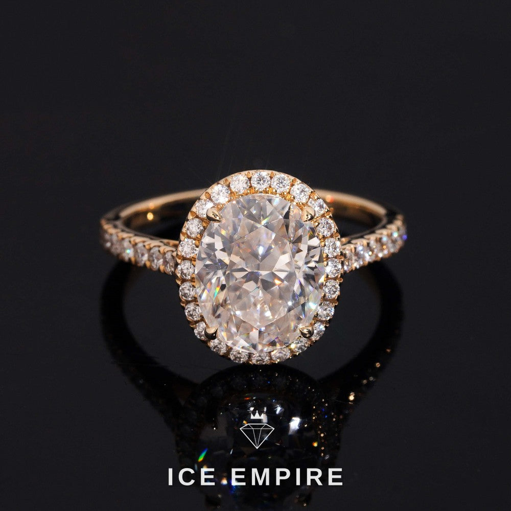 Iced Out 14K Gold Moissanite Wedding Band