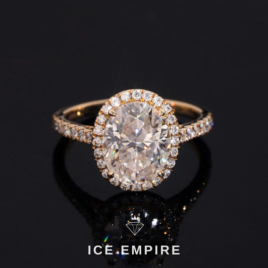 Iced Out 14K Gold Moissanite Wedding Band