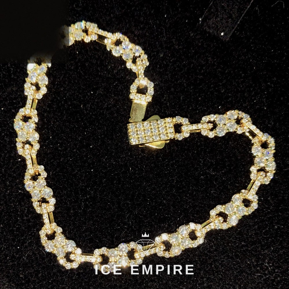Iced Out Baguette 925 Silver Moissanite Cuban Chain