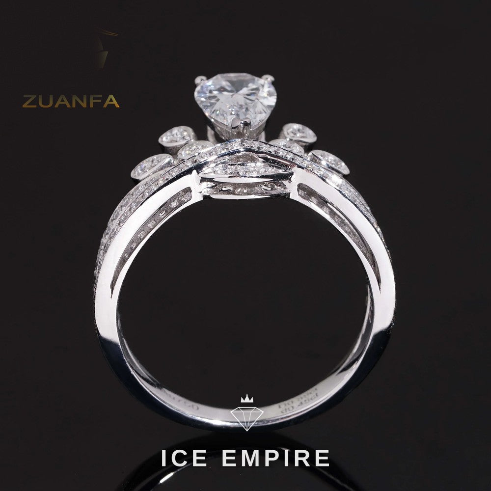 Iced Out Cluster 18K Gold Engagement Ring